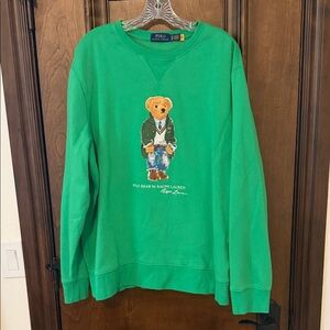 Polo by Ralph Lauren Green Crewneck Bear Sweater